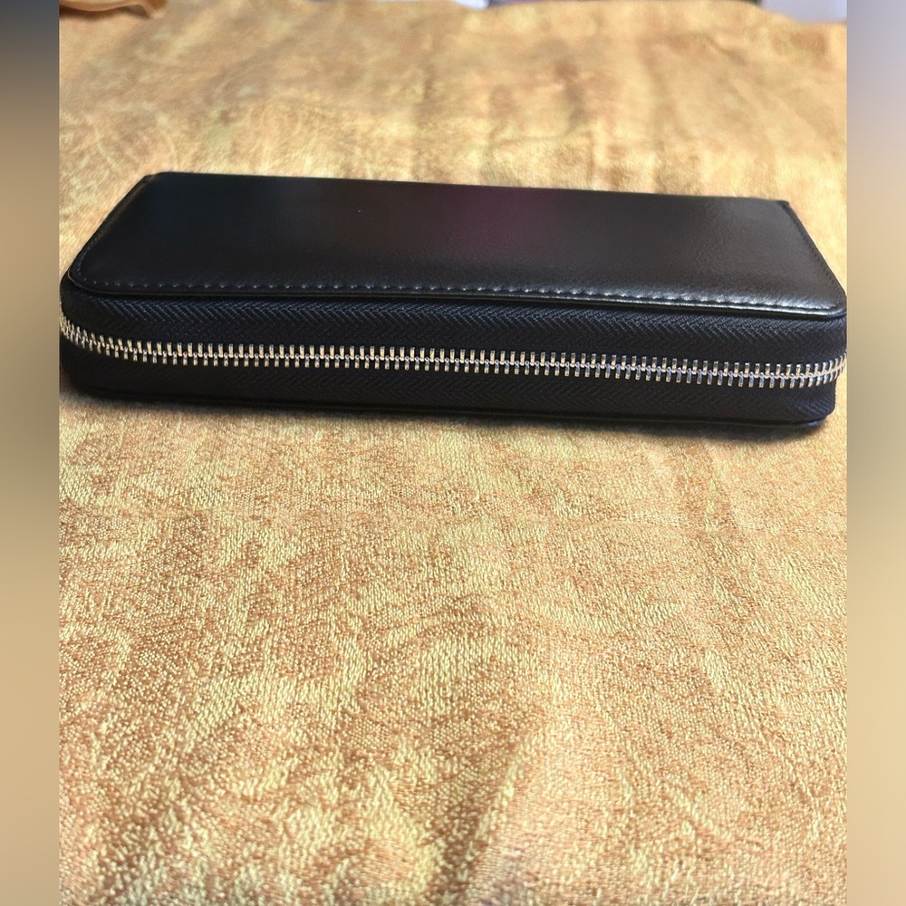 Black Leather Zippered Wallet